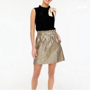 J. Crew Factory Black & Gold Metallic Mini Skirt